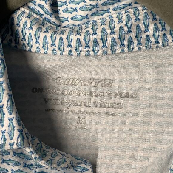 Vineyard Vines Women Polo Shirt M Blue Striped Sankaty On The Go Performance - Picture 4 of 8